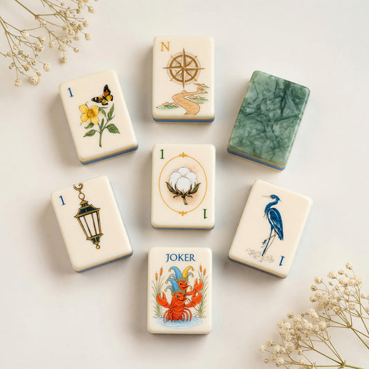 Coastal Mahjong Tiles Set – Botanicals Heron Crab Floral – main product photo