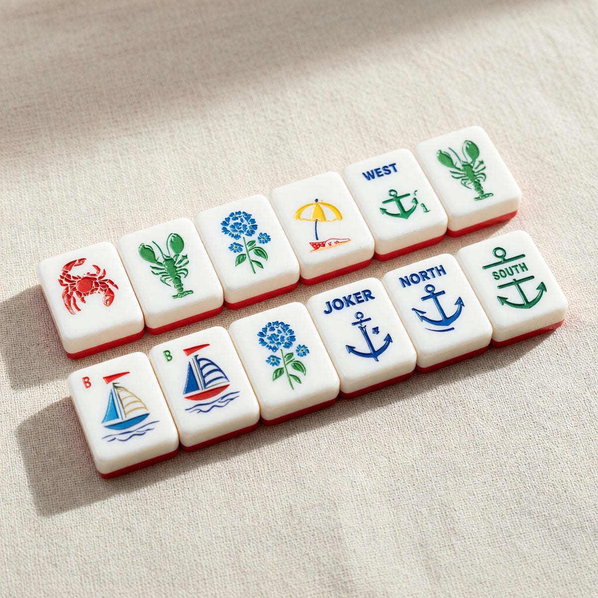 Coastal Mahjong Tiles Set – Nautical Ocean Sailboat Anchor – full tile set overview