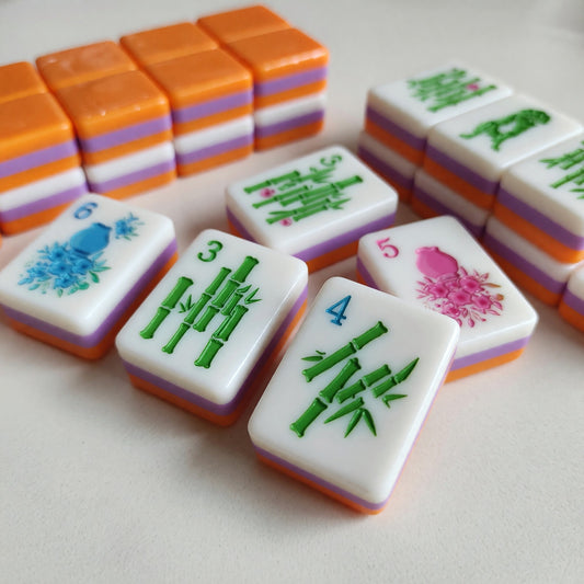 Traditional Mahjong Tiles Set – Classic Bamboo Number Orange – main product photo