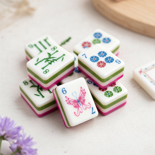 Pink Mahjong Set – Birds Flowers Magenta – main product photo