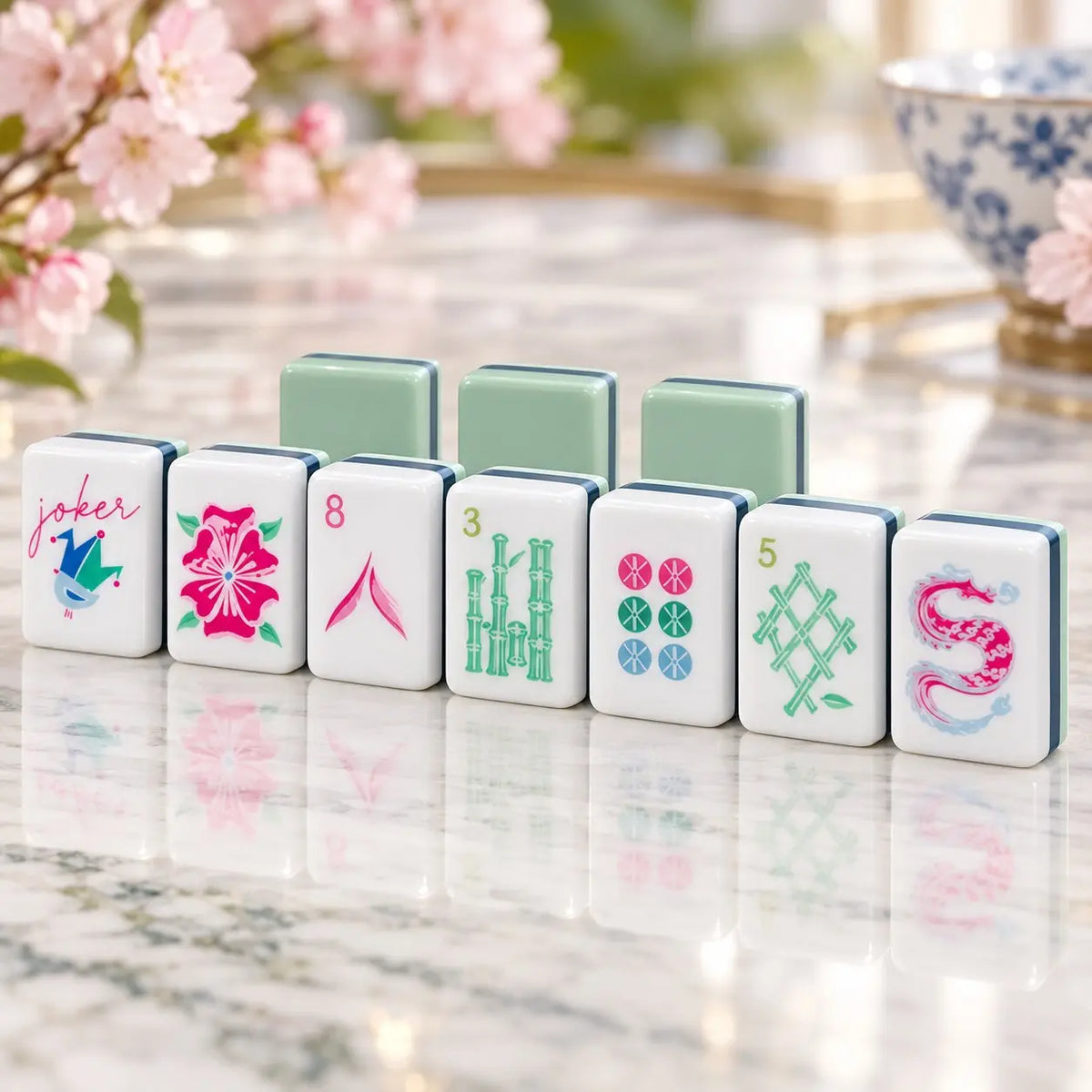 Green mahjong tiles