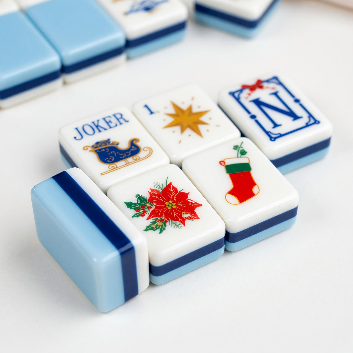 Christmas Mahjong Tiles Set – Holiday – close-up tile detail