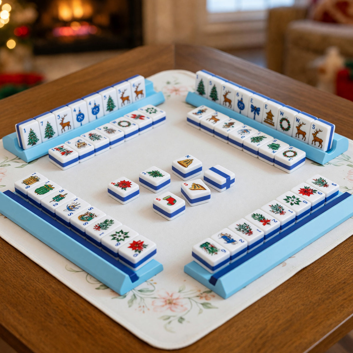 Christmas Mahjong Tiles Set – Holiday – tiles on game table