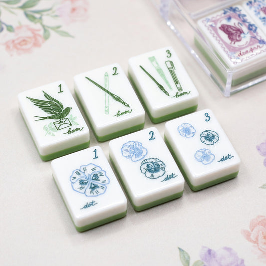 Floral Mahjong Tiles Set – Red Green Letter Envelope – main product photo