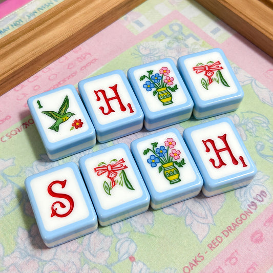 Pink Mahjong Set – Pastel Floral Vase Blue – main product photo