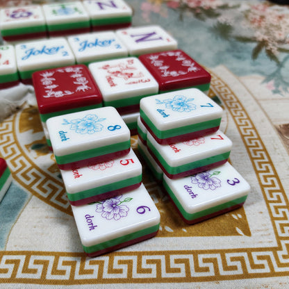 Floral Mahjong Tiles Set – Nature Green Purple – main product photo