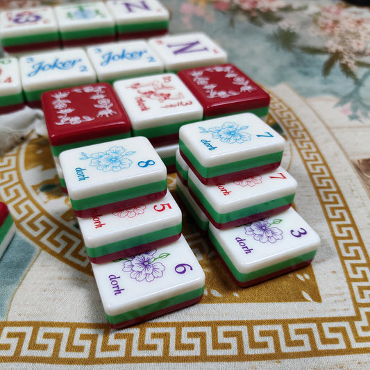 Floral Mahjong Tiles Set – Nature Green Purple – main product photo