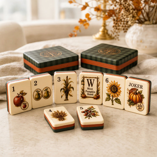Fall Mahjong Tiles Set – Autumn Harvest Pumpkin Sunflower – main product photo
