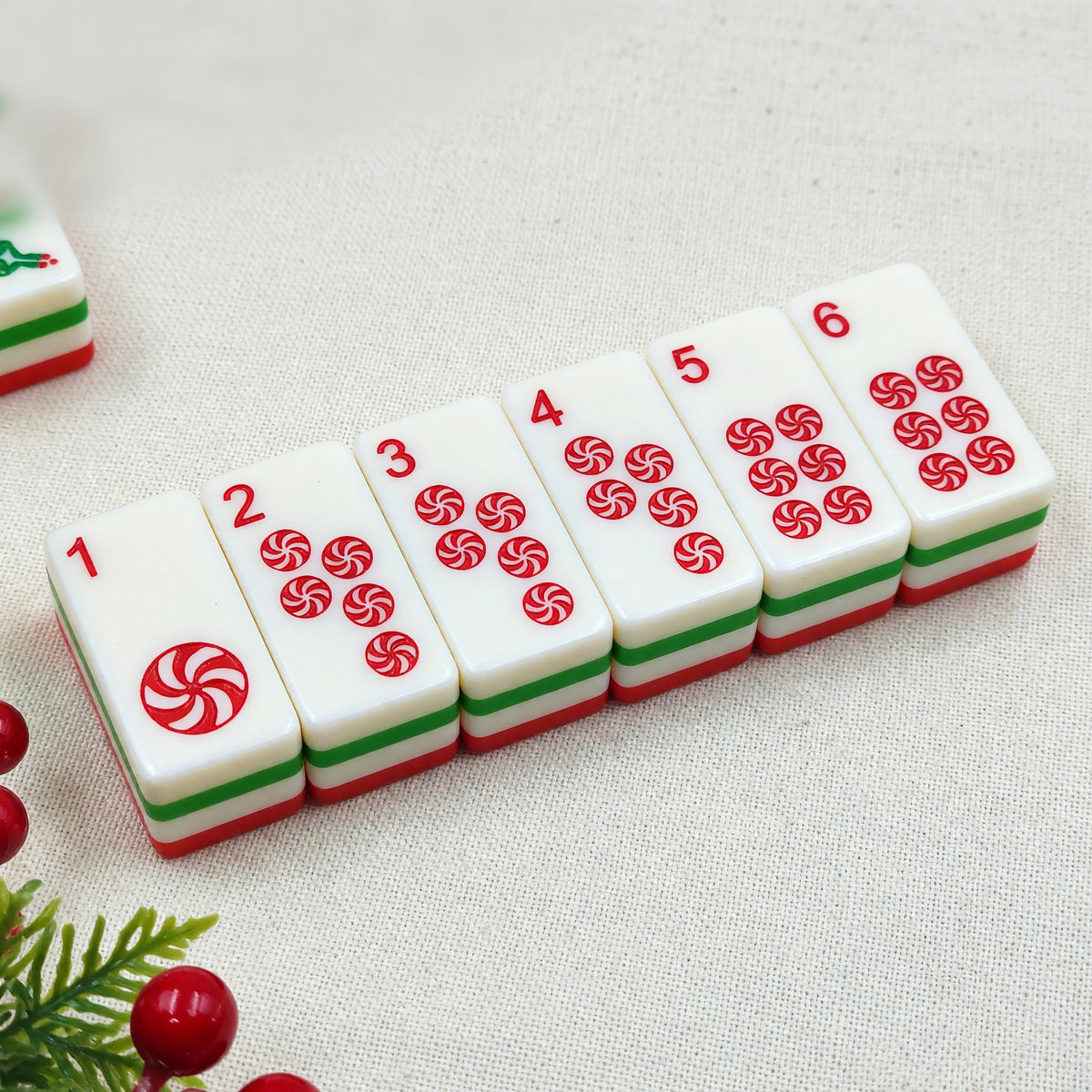 Christmas Mahjong Tiles Set – Red Green White – main product photo