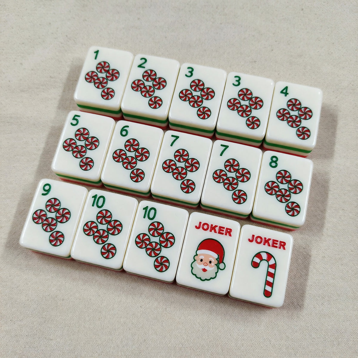 Christmas Mahjong Tiles Set – Red Green White – full tile set overview