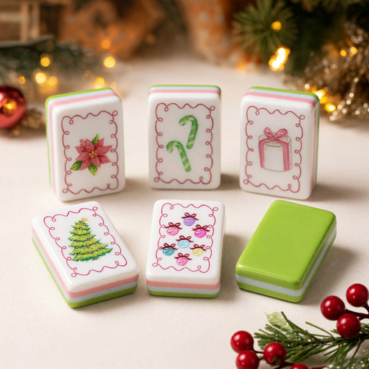Christmas Mahjong Tiles Set – Lime Green Holiday – main product photo