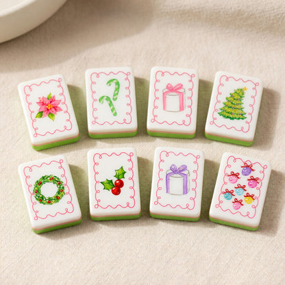 Christmas Mahjong Tiles Set – Lime Green Holiday – full tile set overview