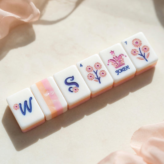Pink Mahjong Set – Marbled Floral Tree – main product photo
