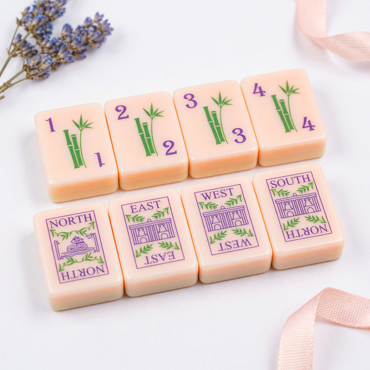 Pink Mahjong Set – Peach Floral Parisian Botanical – main product photo