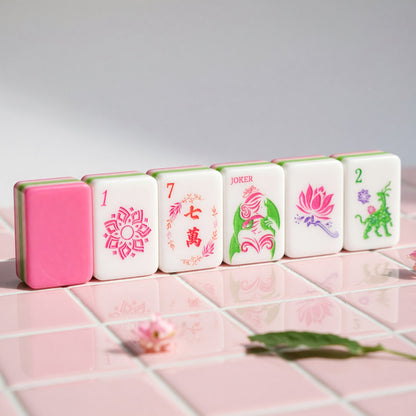 Pink Mahjong Set – Floral Botanical Flower Garden – main product photo