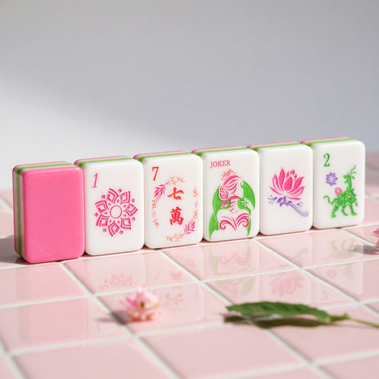 Pink Mahjong Set – Floral Botanical Flower Garden – main product photo