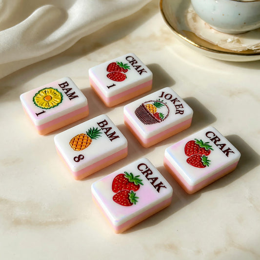 Pink Mahjong Set – Strawberry Flower Fruit Floral – main product photo