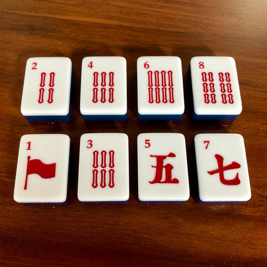 Patriotic Mahjong Tiles Set – Red White Blue Glitter – main product photo