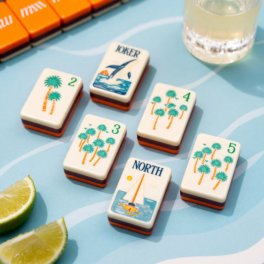 Coastal Mahjong Tiles Set – Tropical Orange Summer Beach – main product photo