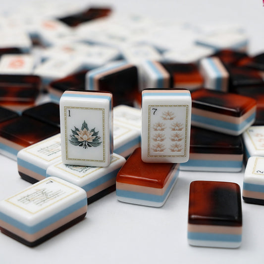 Floral Mahjong Tiles Set – Botanical Flower Striped – main product photo