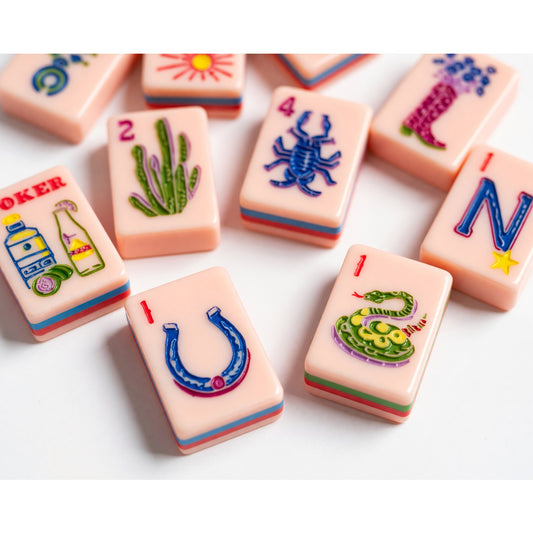 American Mahjong Set – Cactus Horseshoe Firework Insect Cowboy – main product photo